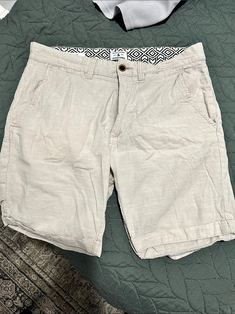 Jack & Jones Men's Geometric Linen Blend Shorts Size Small